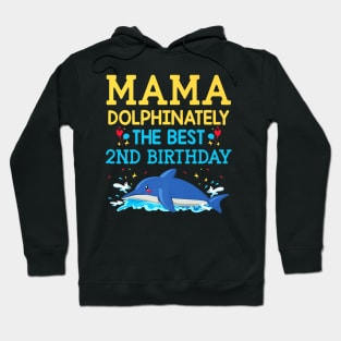 Mama Second Birthday Dolphin 2nd Bday Marine Biologist Hoodie